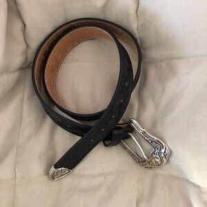 Tony Lama Western Tooled Black Leather Mens belt   Size 40